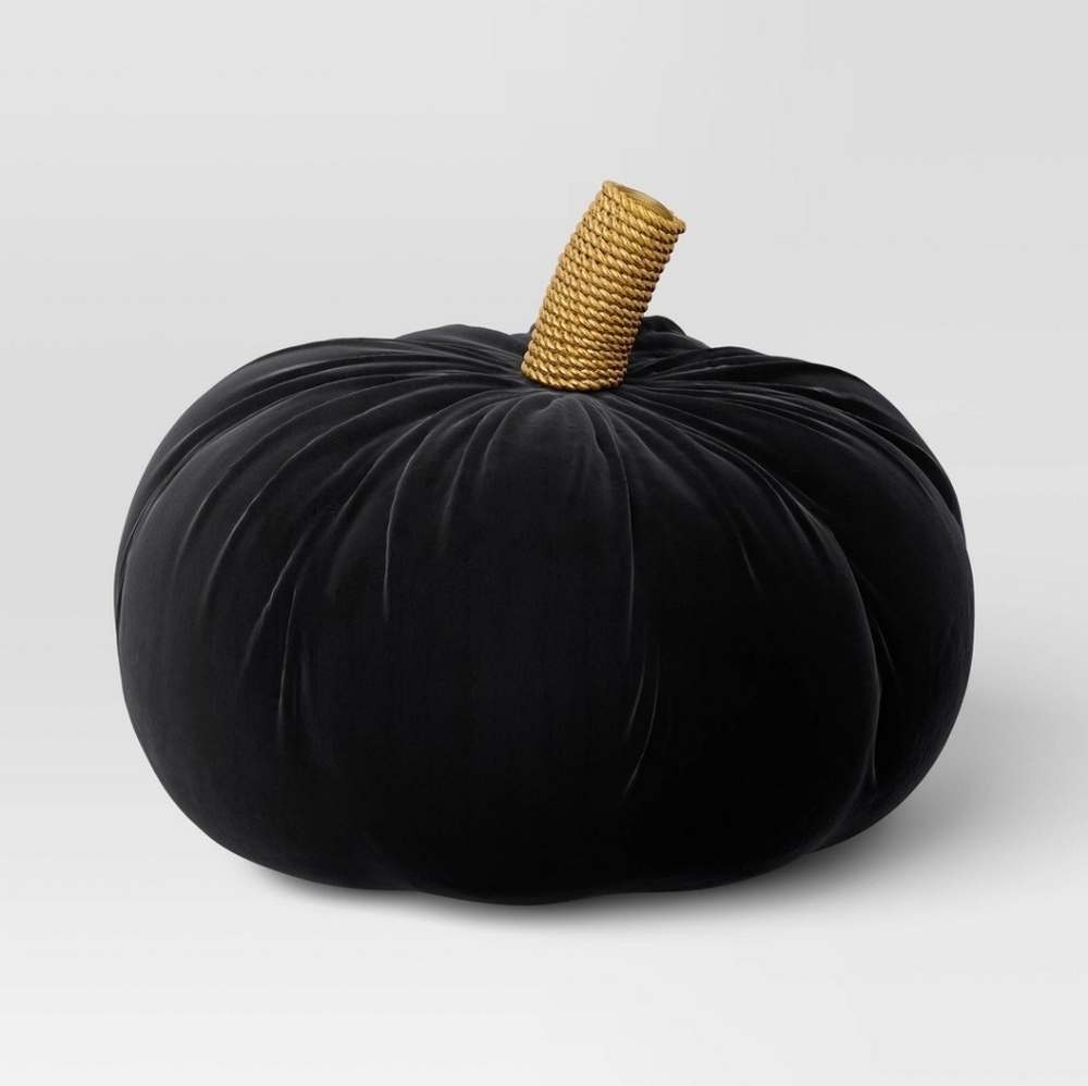 New THRESHOLD Large Decorative Pumpkin Shaped Velvet Pillow - Picture 14 of 15